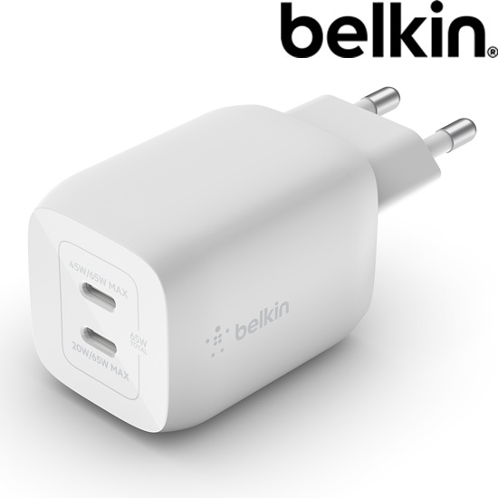 [벨킨] BoostCharge Pro PPS 65W 듀얼 USB-C GaN 가정용 충전기 (화이트) WCH013krWH