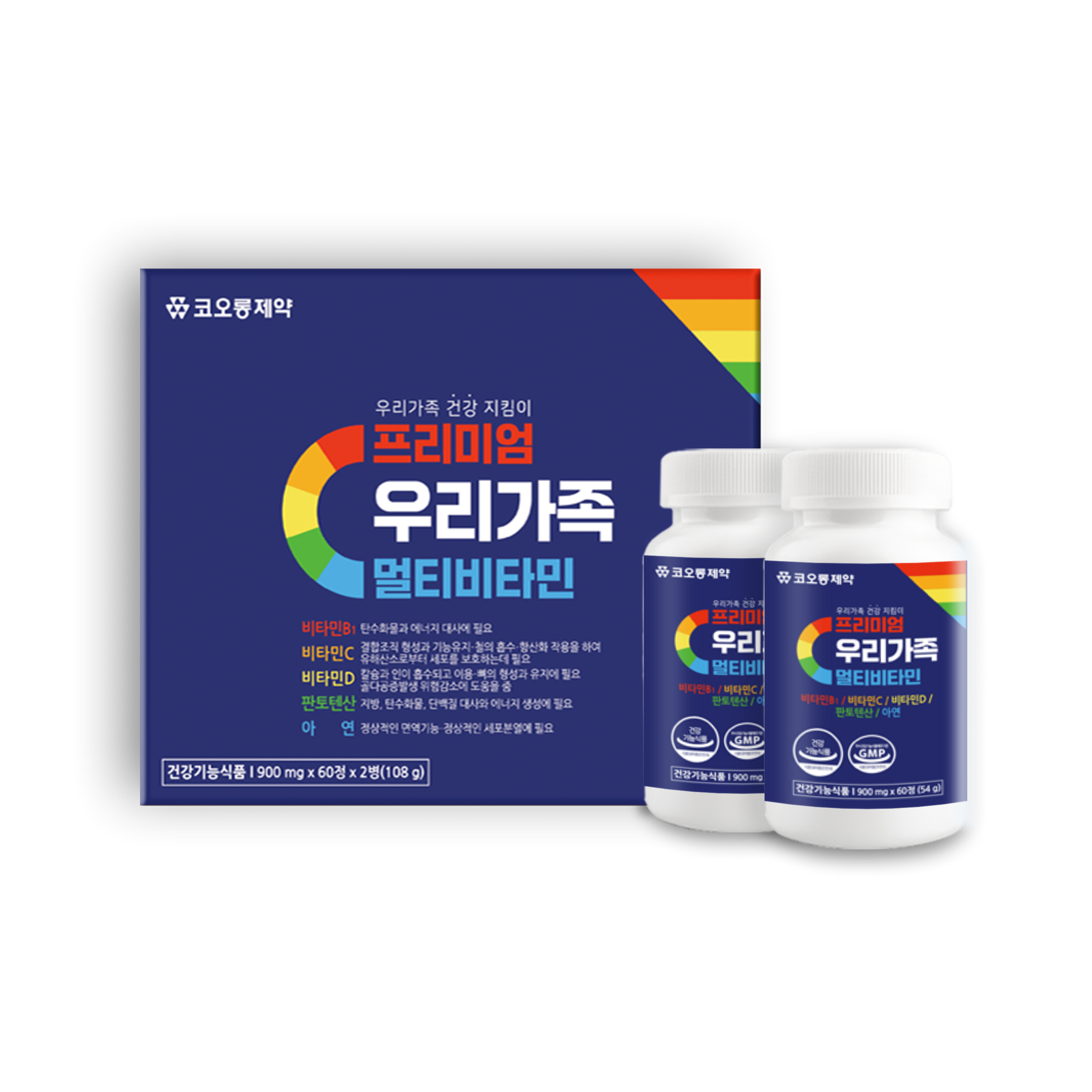 [코오롱제약] 프리미엄 우리가족멀티비타민 900mg x 60정 x 2병