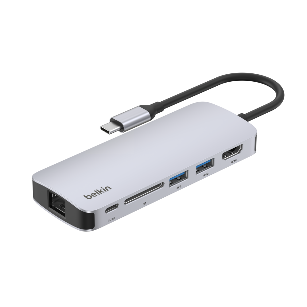 [벨킨] 6in1 C타입 멀티 허브 Pro 이더넷 HDMI 2.0 4K 60Hz 100W AVC008fq