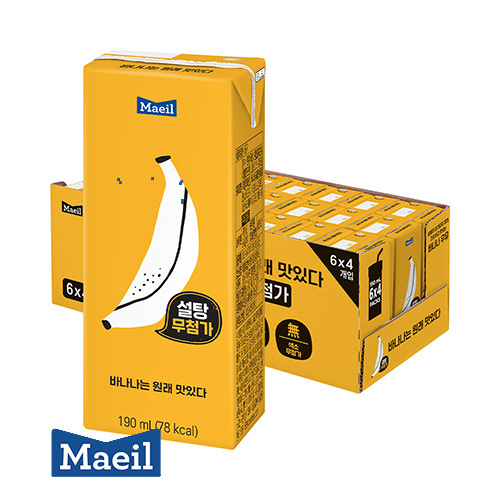 매일유업 바나나는 원래 맛있다 설탕무첨가 바나나우유 190ml 24팩