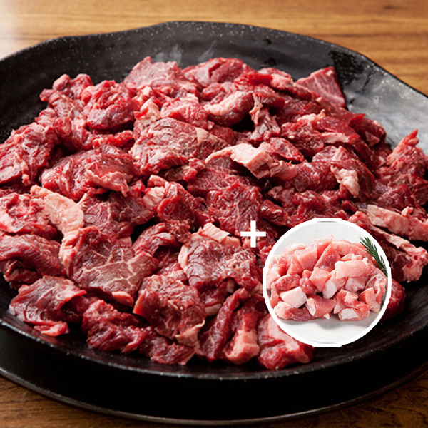 [다정한우] 1++등급 국거리 500g+한돈찌개거리 200g