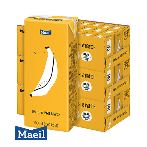 매일유업 바나나는 원래 하얗다 바나나우유 190ml 24팩