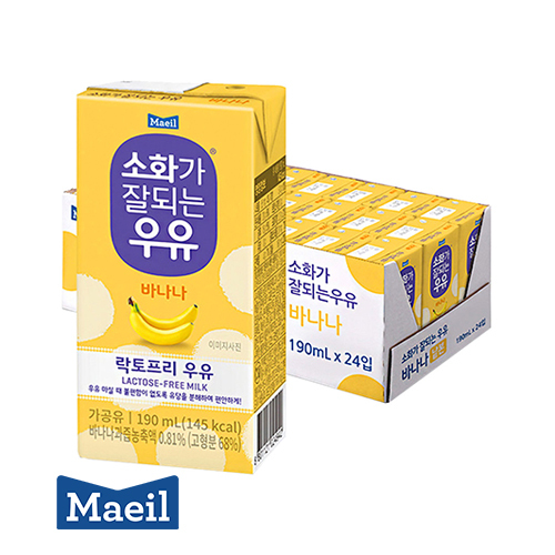매일유업 소화가 잘되는 우유 바나나 190ml 24팩