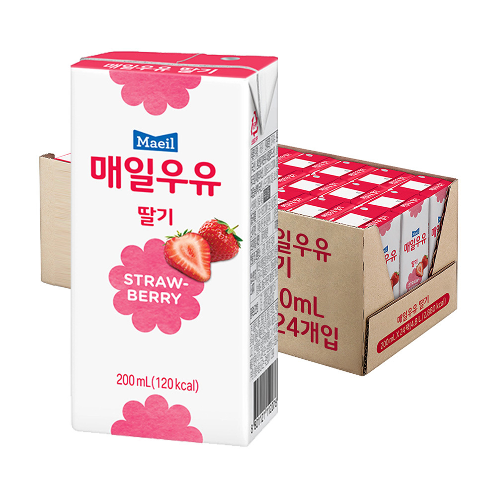 매일유업 멸균우유 딸기 200ml 24팩