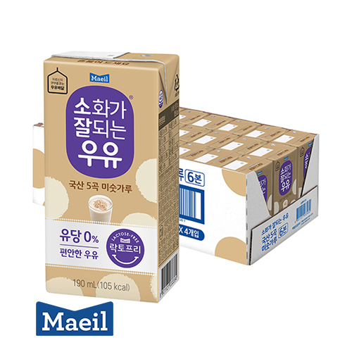 매일유업 소화가 잘되는 우유 미숫가루 190ml 24팩