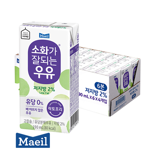 매일유업 소화가 잘되는 저지방 우유 190ml 24팩