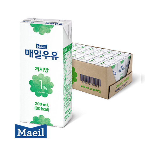 매일유업 멸균우유 저지방 1% 200ml 24팩