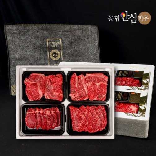 [농협안심한우] 1++ 명품1호 4구 1.2kg (등심300g+등심300g+채끝300g+안심300g)