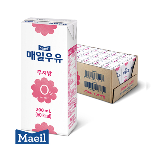 매일유업 멸균우유 무지방 0% 200ml 24팩