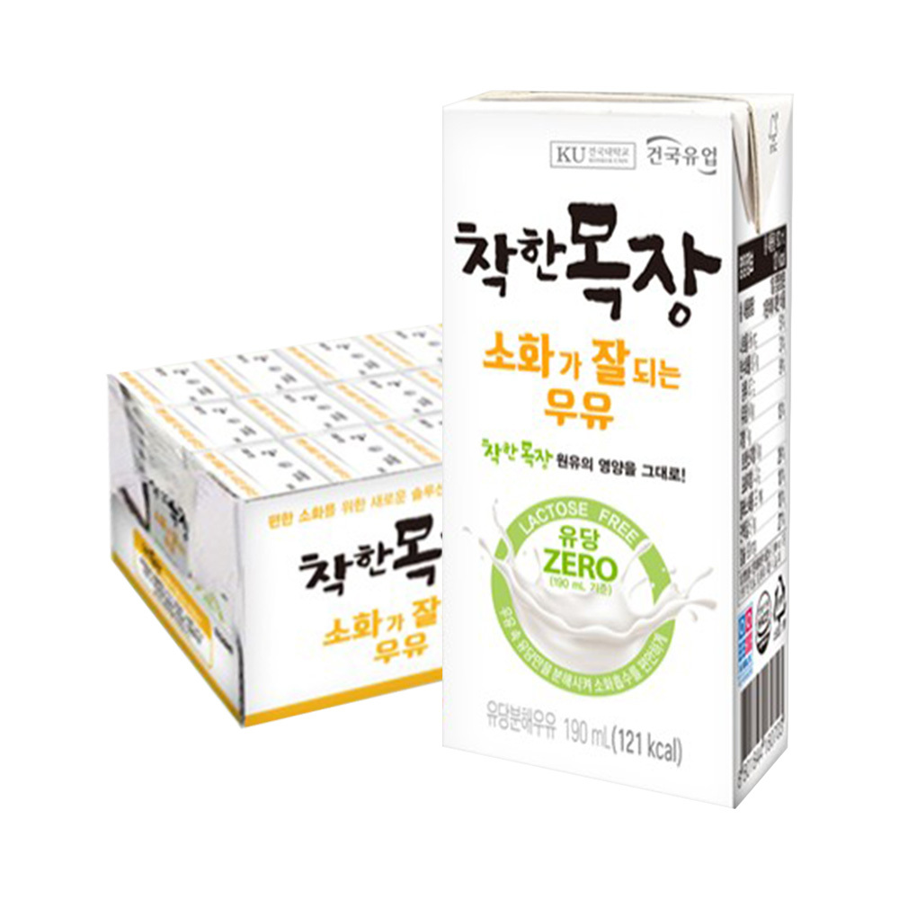 건국유업 착한목장 소화가잘되는우유 200ml 24팩