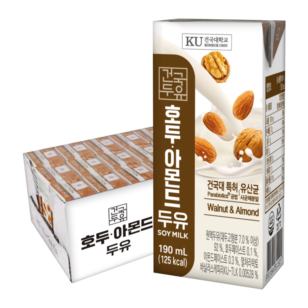 건국유업 호두아몬드두유 190ml 24팩