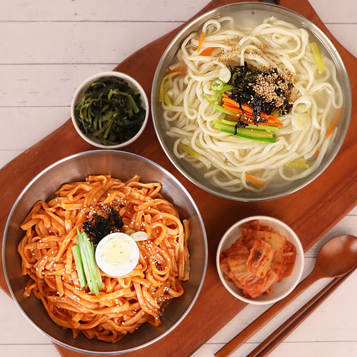 [생면/냉동]홍두깨 반반칼국수 10인분 세트(칼국수1kg 2봉+멸치맛스프5봉+비빔장5봉)