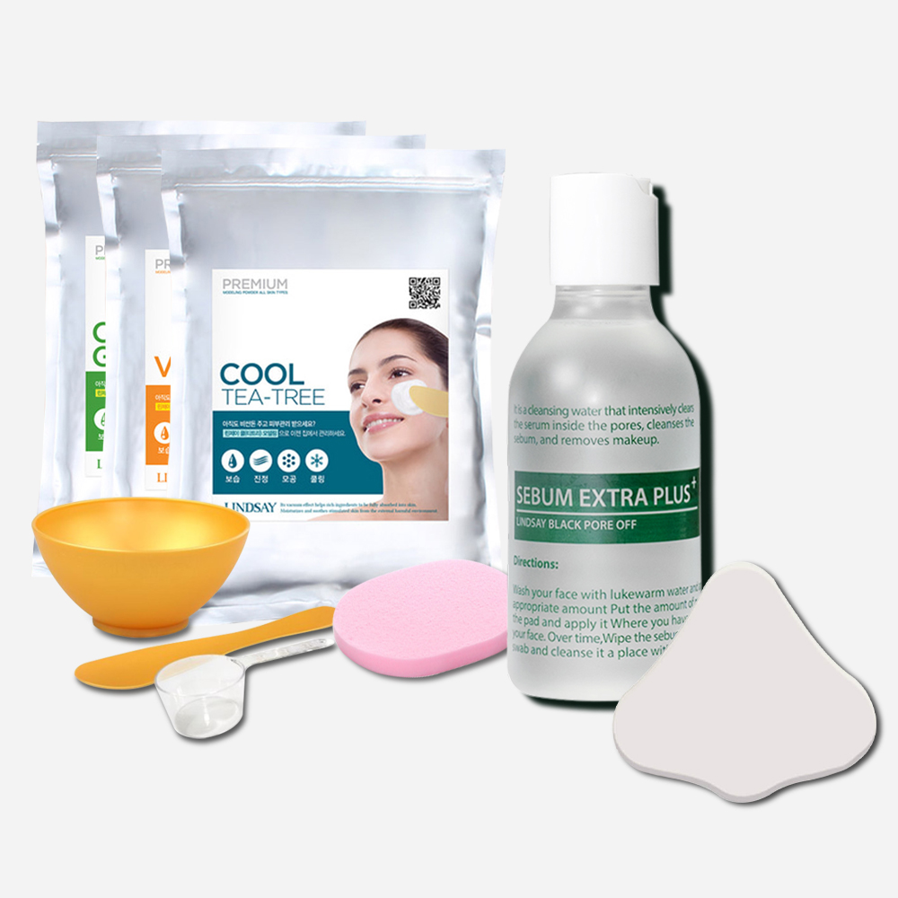 린제이 모델링팩 1kg+팩도구3종+클렌징해면+피지연화제+코팩시트20매