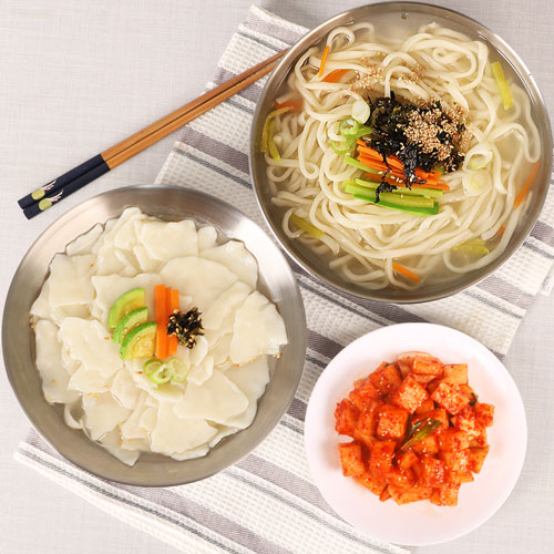 [생면/냉동]홍두깨 칼국수&수제비 10인분 세트(칼국수1kg+수제비1kg+멸치맛스프10봉)