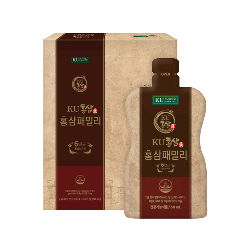 건국 6년근 KU홍삼진 홍삼패밀리 50ml 42포 1박스