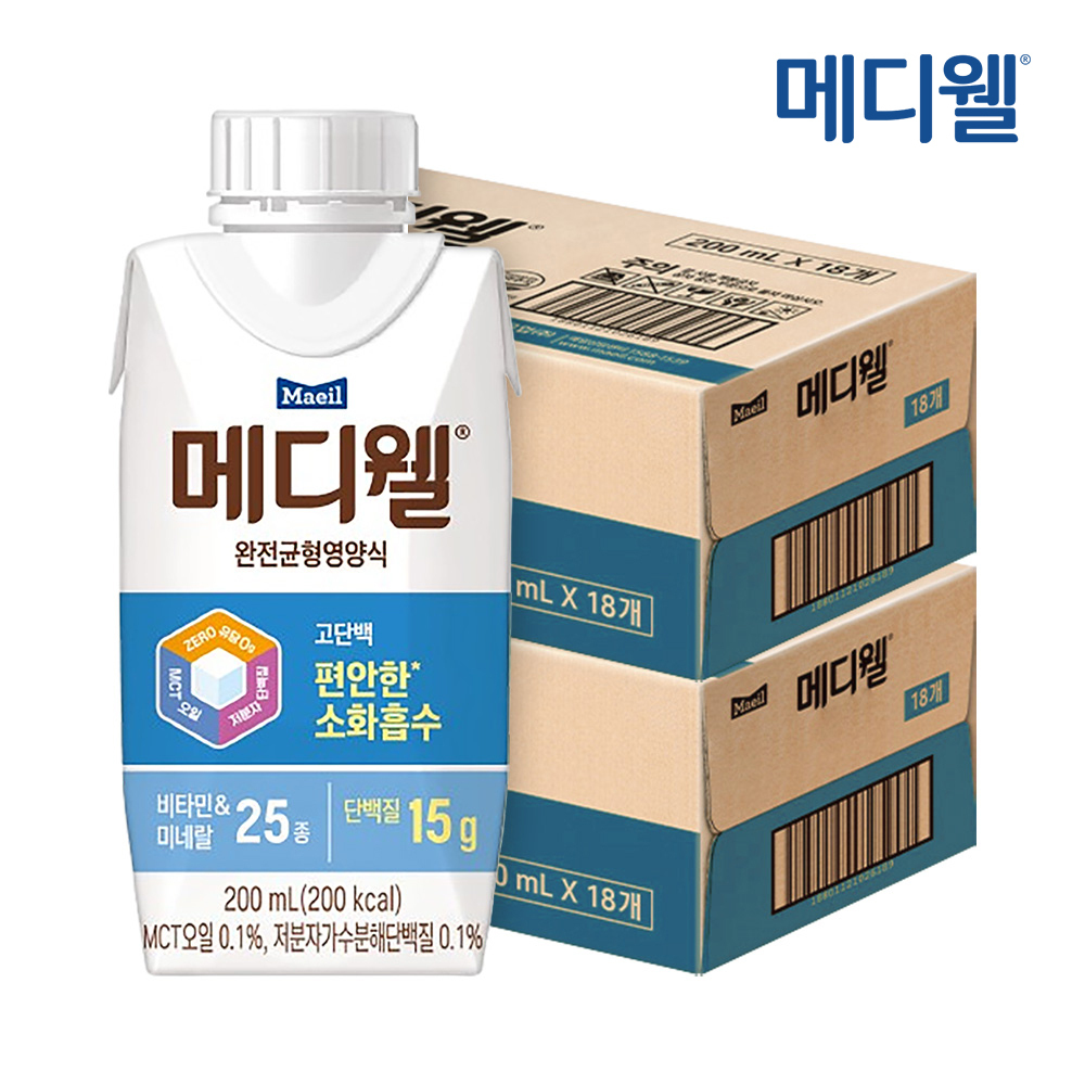 메디웰 완전균형영양식 고단백 200ml 36팩(18입 2박스)