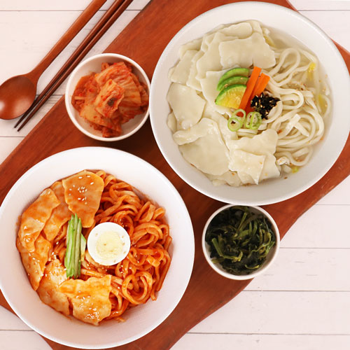 [생면/냉동]홍두깨 비빔칼국수&수제비 10인분 세트(칼국수1kg+수제비1kg+비빔장5봉+멸치맛스프5봉)