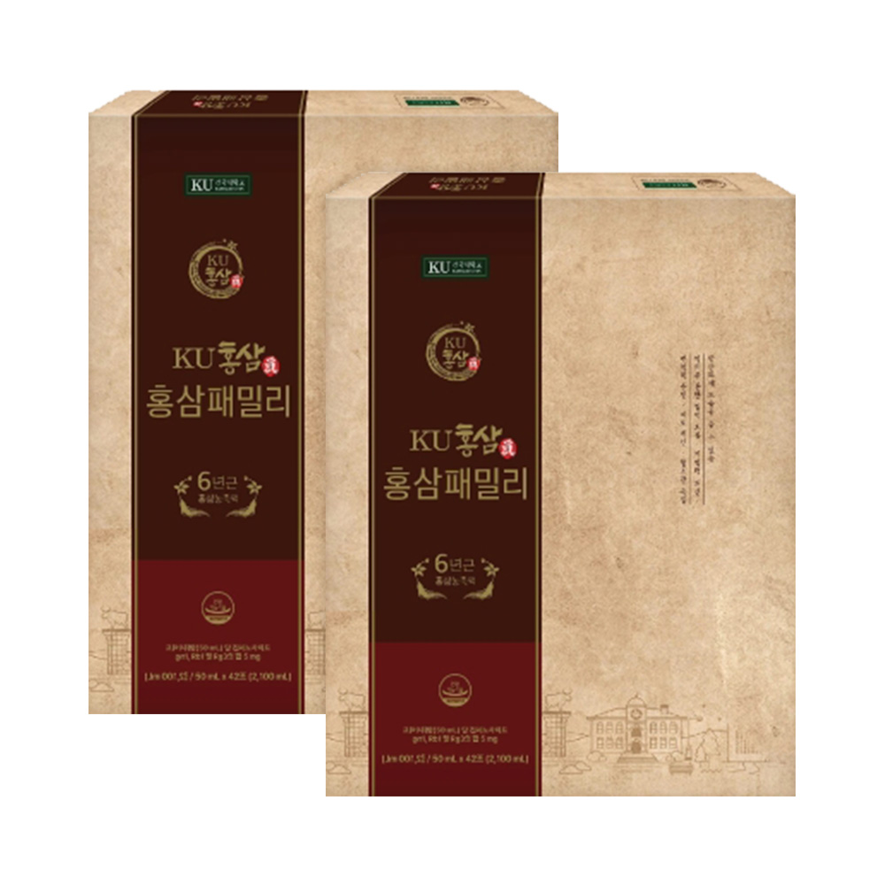 건국 6년근 KU홍삼진 홍삼패밀리 50ml 42포 2박스