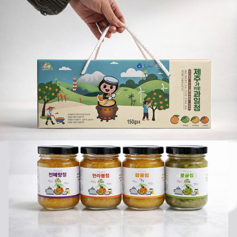제주하우스 오라향 과일청 4종(한라봉,천혜향,풋귤,감귤)
