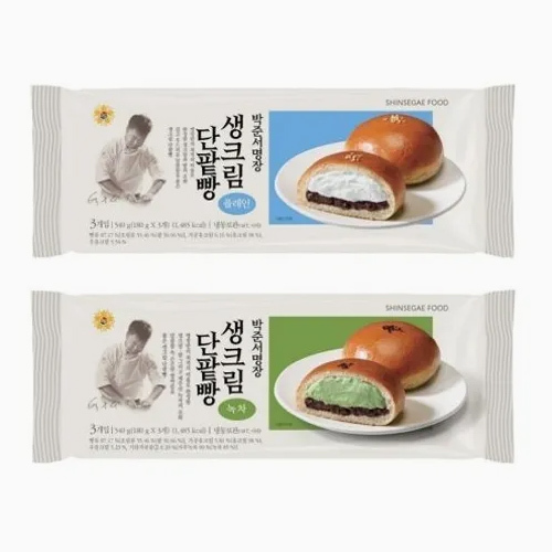 [신세계푸드] 박준서명장 생크림 단팥빵 540g x 1개+녹차 생크림 단팥빵 540g x 1개 (총 2팩)