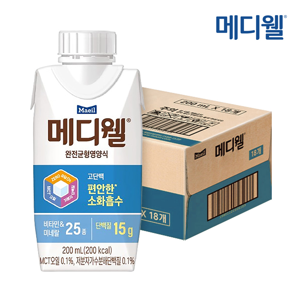 메디웰 완전균형영양식 고단백 200ml 18팩(1박스)