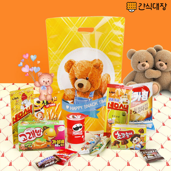 인기과자 실속 과자선물세트 곰돌이 파우치 14종