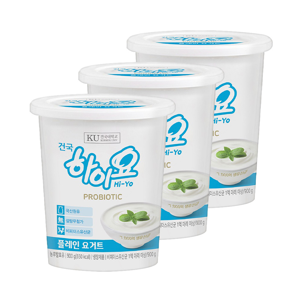 건국 하이요 요거트 플레인 900g 3개