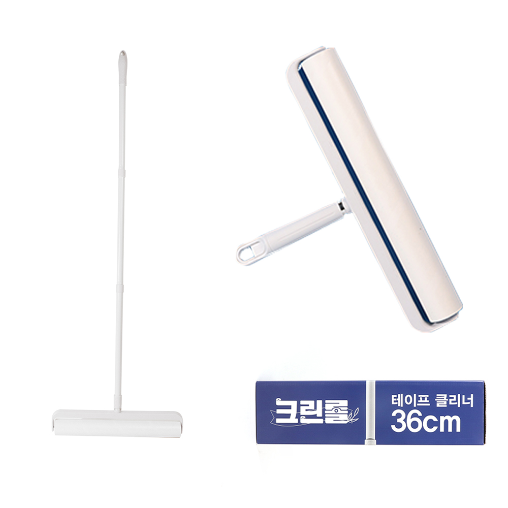 크린롤 초대형 36cm 돌돌이 테이프클리너 롱핸들+리필 60매x4개