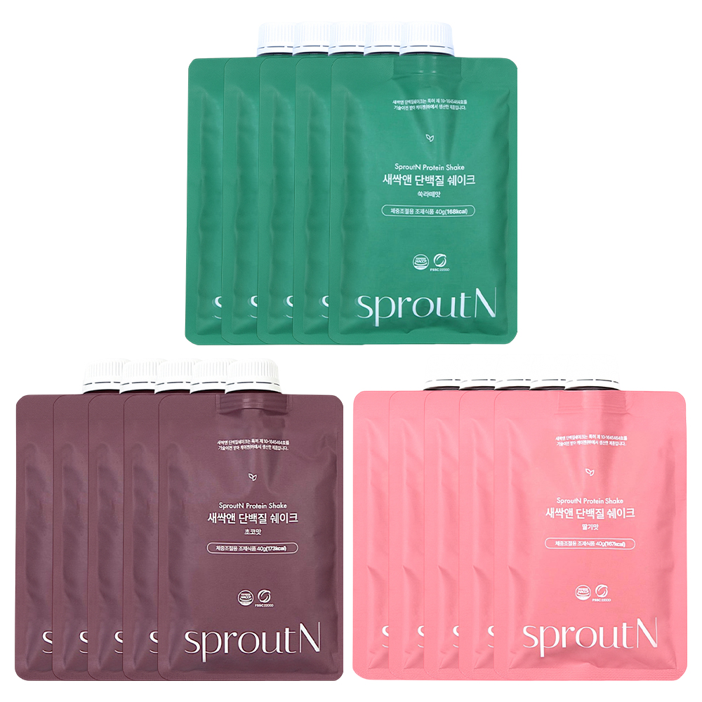 새싹앤 국내산원료 프로틴 단백질 쉐이크 40g 5개 3종 택1