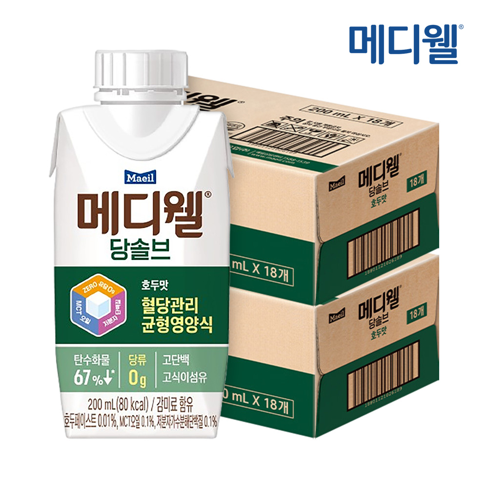 메디웰 당솔브 호두맛 200ml 36팩(18입 2박스) 혈당관리 균형영양식
