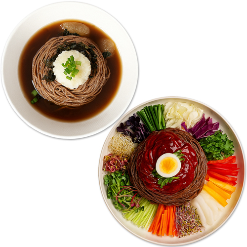 [생면/신선배송]메밀소바5인분+비빔메밀면5인분(메밀면2kg+메밀장5봉+비빔장5봉)