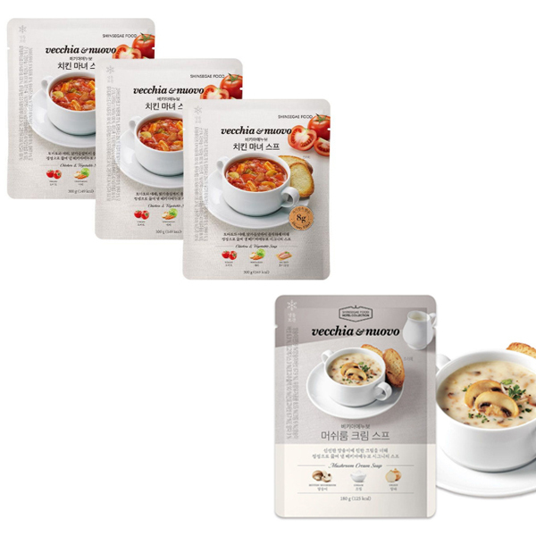 베키아에누보 치킨마녀스프 300g x 3개 + 머쉬룸크림스프180g1개