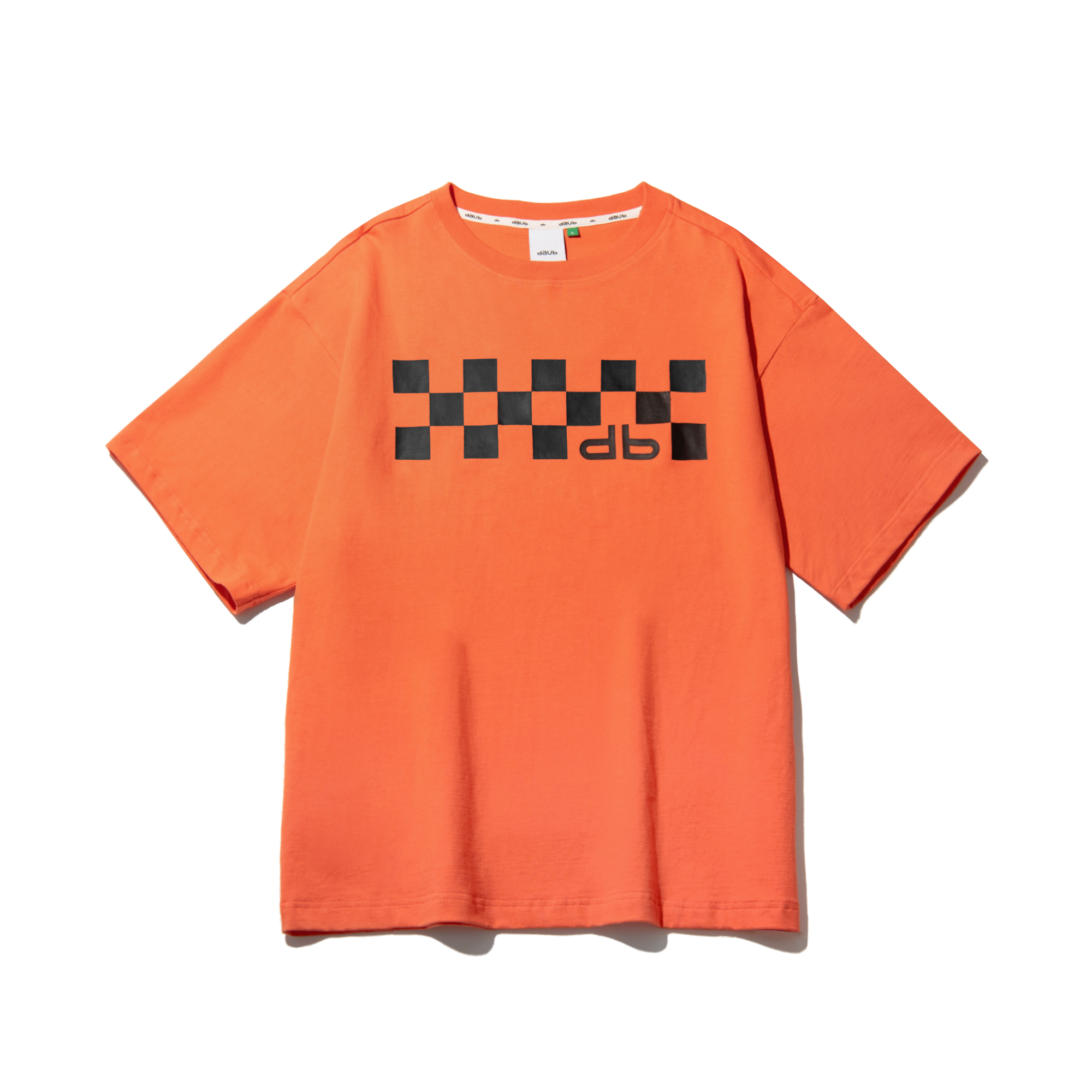 DAUB 남성 체커 그래픽 티셔츠 오렌지