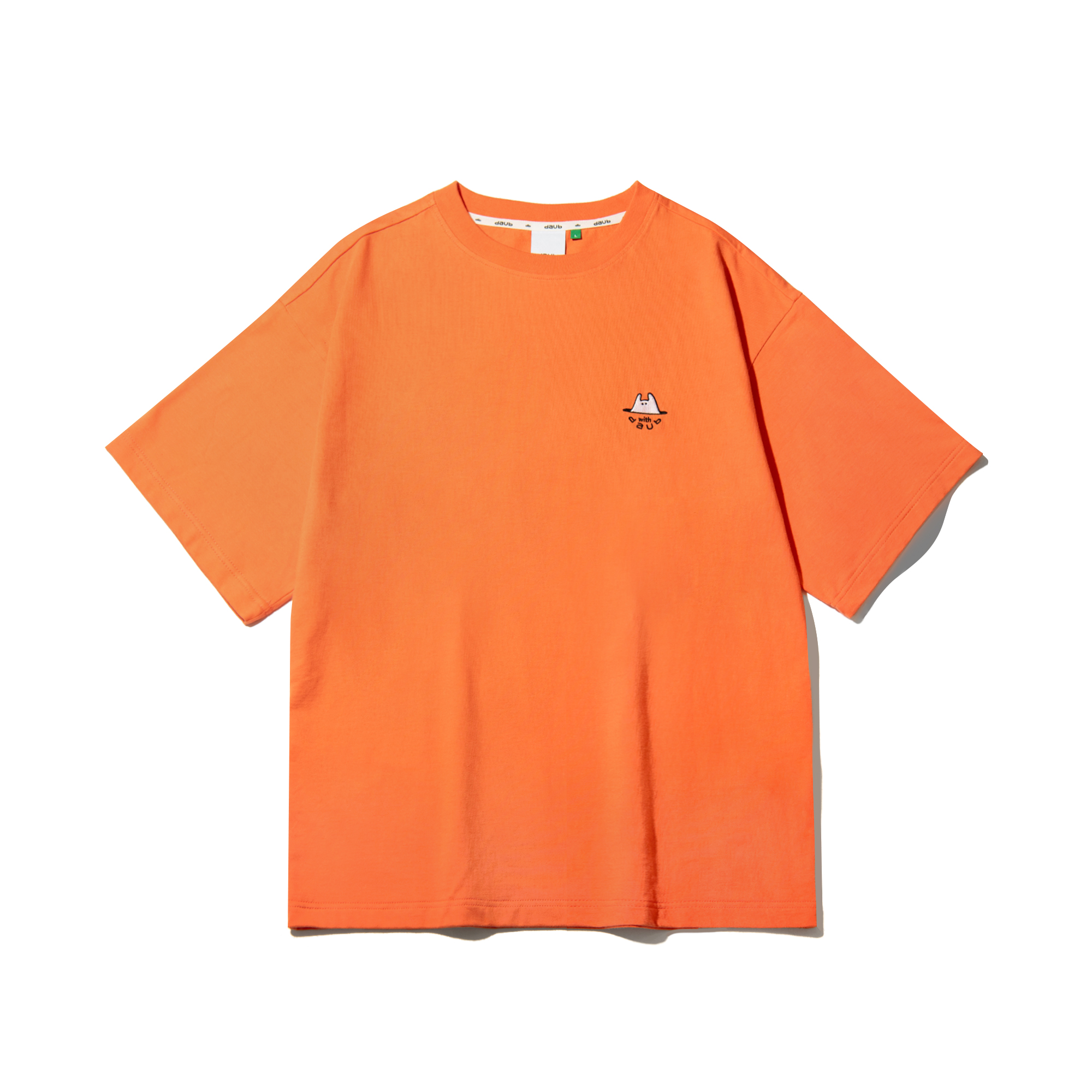 DAUB 유니 라인웨이브 티셔츠 오렌지