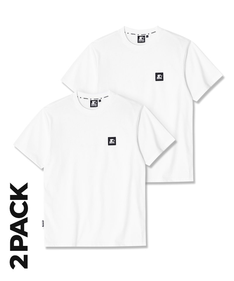 스타터 에센셜 반소매 티셔츠_2팩 (화이트&amp;화이트) SA232IST11_WHT
