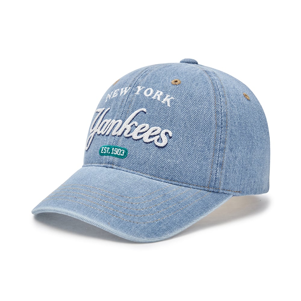 ★MLB Korea★ Damaged Washed Denim Unstructured Ball Cap NY 11product-3ACPD013N-50INS-Xms-