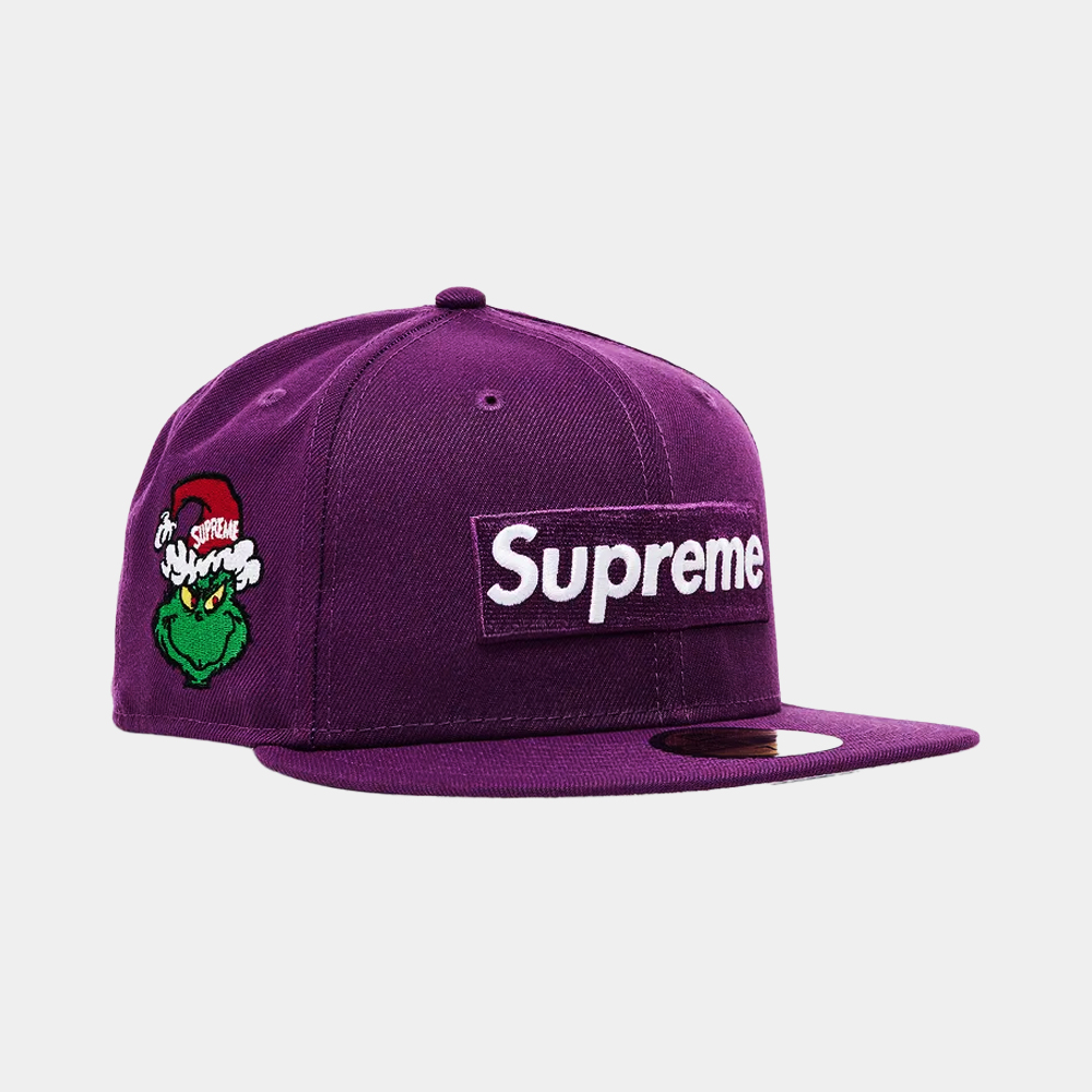 당일배송슈프림 X 뉴에라 그린치 박스로고 스냅백 모자 퍼플 FW24H102 PURPLE