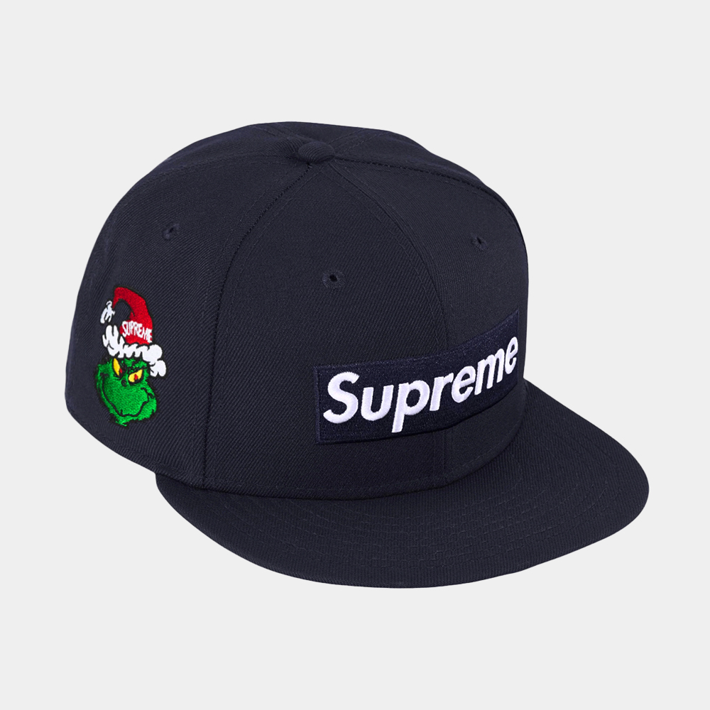 당일배송슈프림 X 뉴에라 그린치 박스로고 스냅백 모자 네이비 FW24H102 NAVY