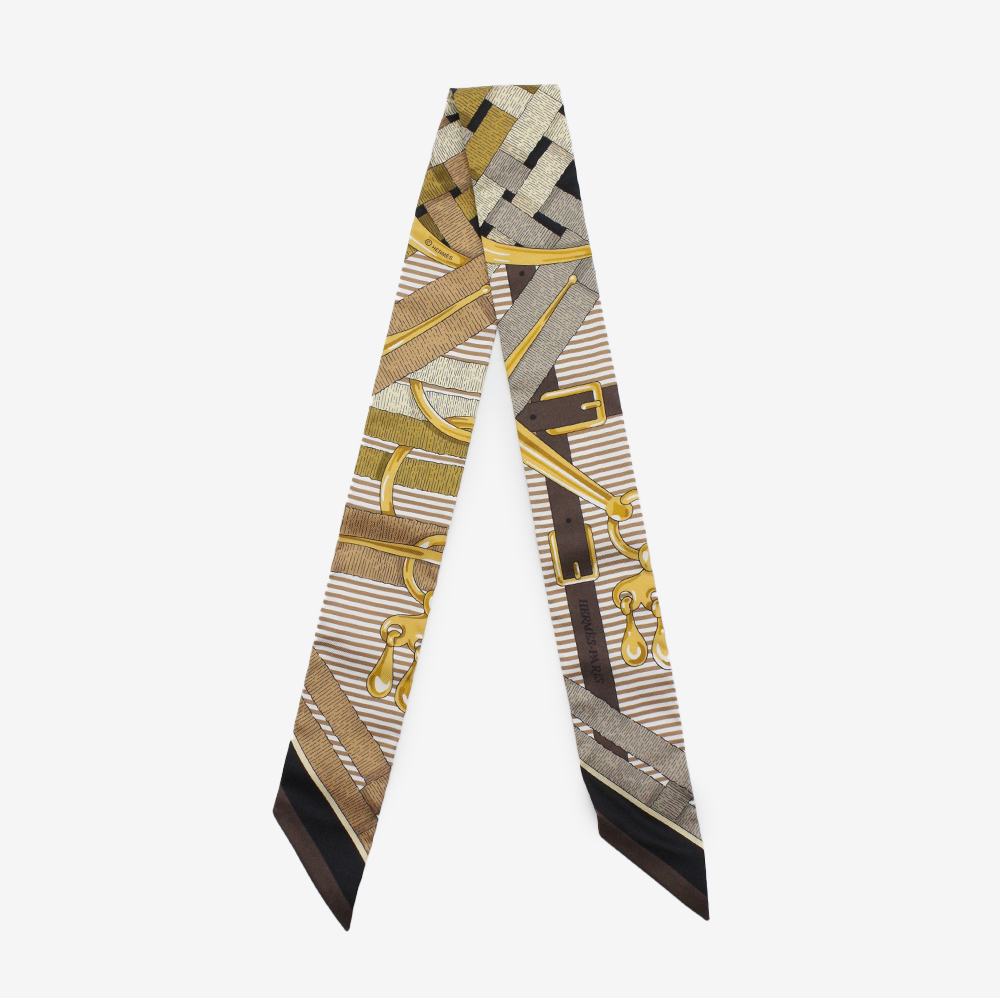 에르메스 모스 아 주엣 슈미즈 트윌리 쇼꼴라/골드/느와