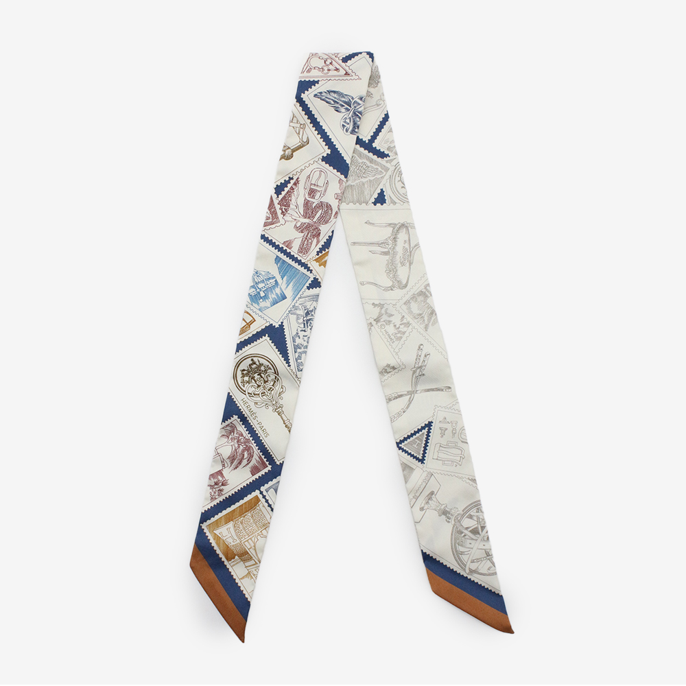 에르메스 필라뗄리스트 뒤 포부르 트윌리 블루 마린/크렘/카라멜