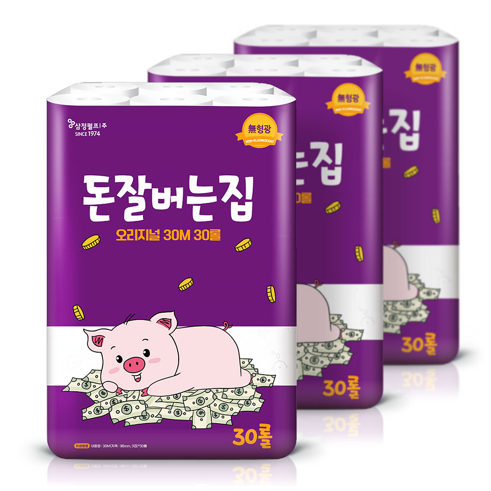 삼정 3겹 데코 돈잘버는집 화장지 30M 30롤 3팩