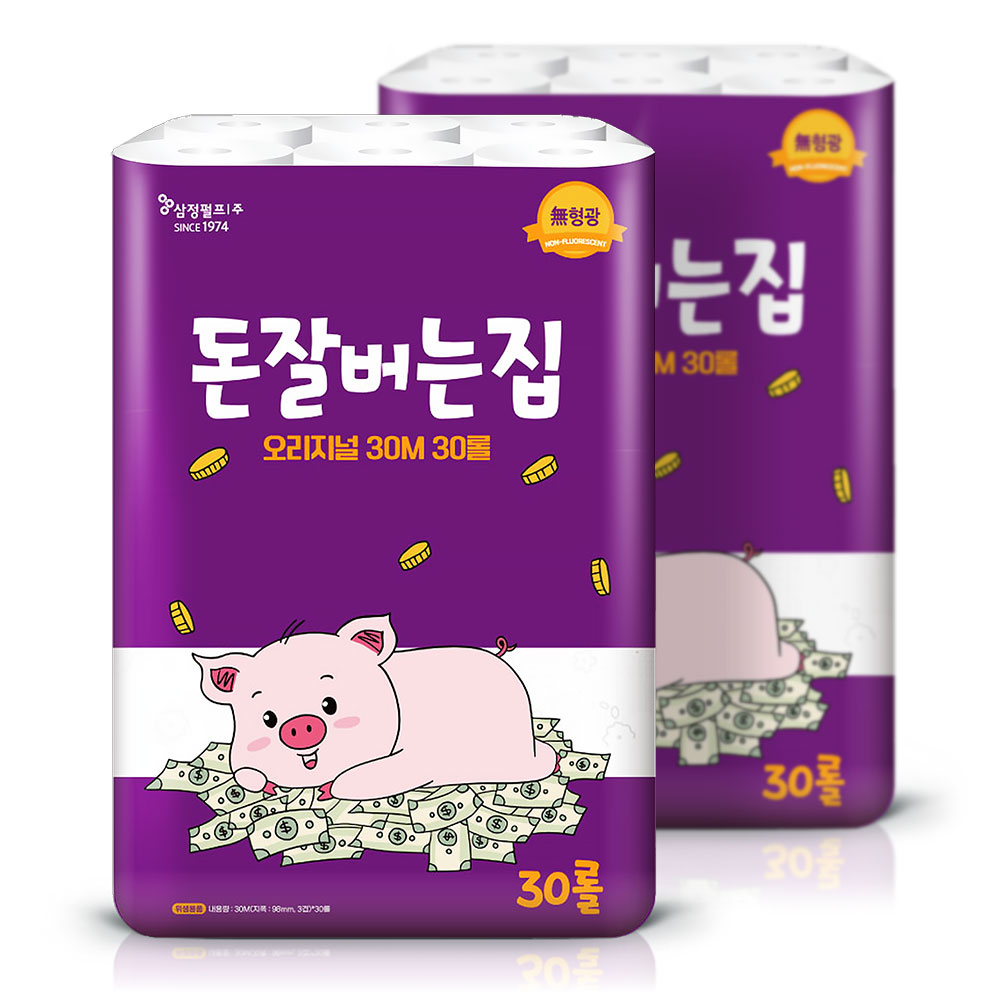 삼정 3겹 데코 돈잘버는집 화장지 30M 30롤 2팩