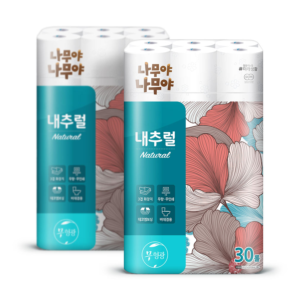 잘풀리는집 나무야 내츄럴 화장지 27m 30롤 2팩