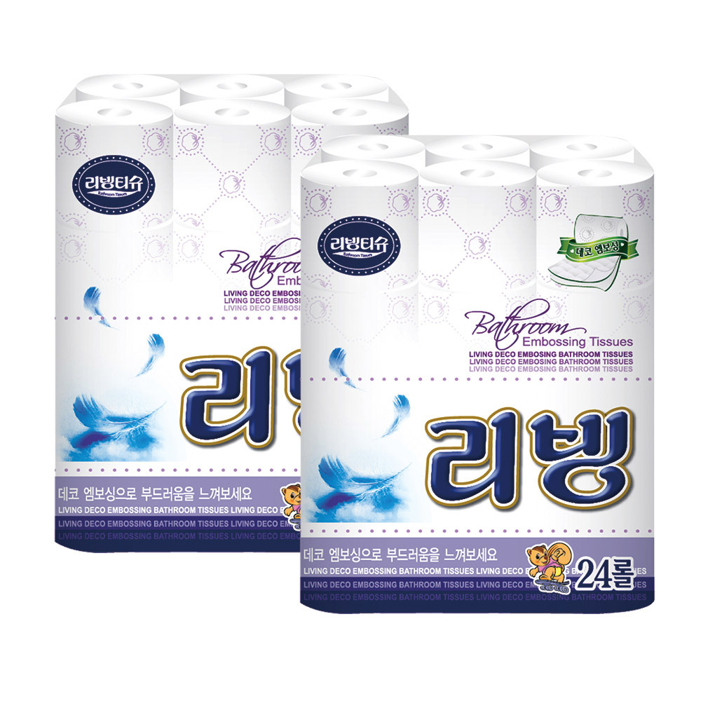 삼정 2겹 리빙 화장지 50M 24롤 2팩