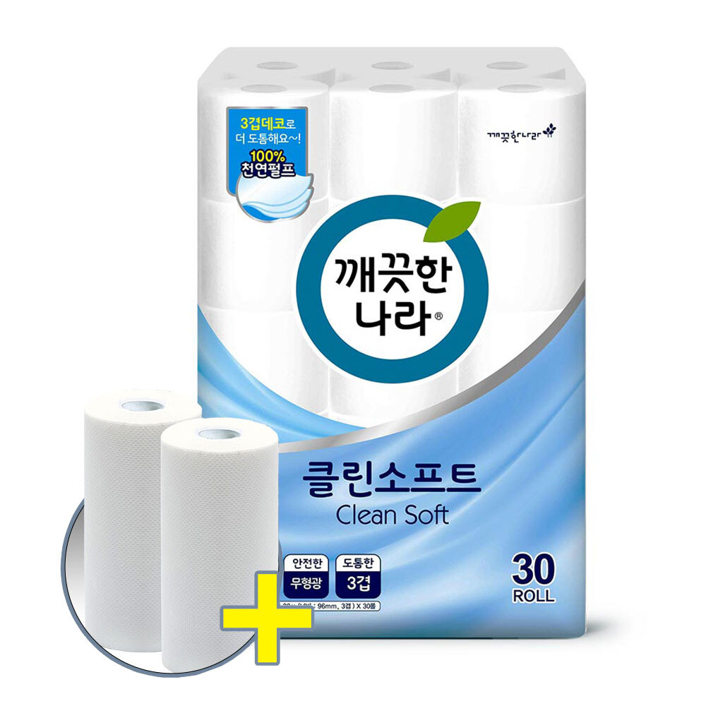 깨) 클린 소프트 화장지 30m 30롤 1팩 +타올200매