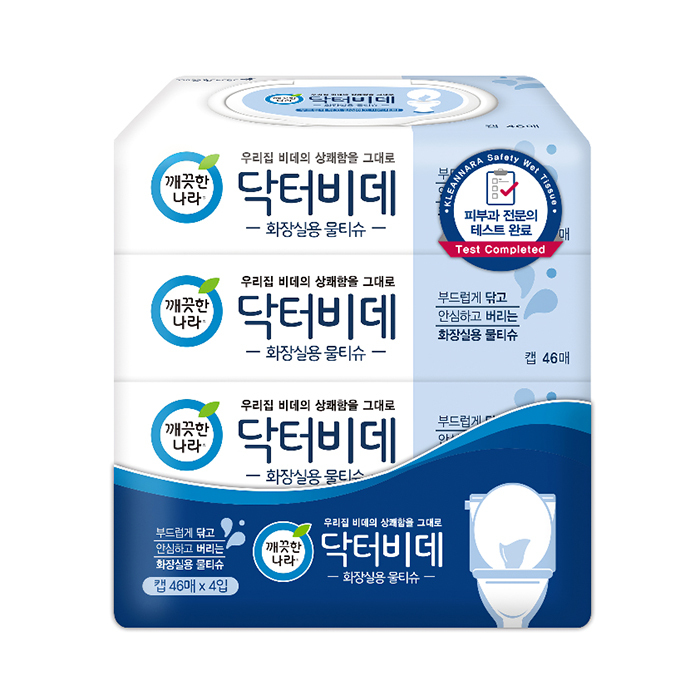 깨끗한나라 닥터비데 전용 물티슈 캡46매 4입 1팩