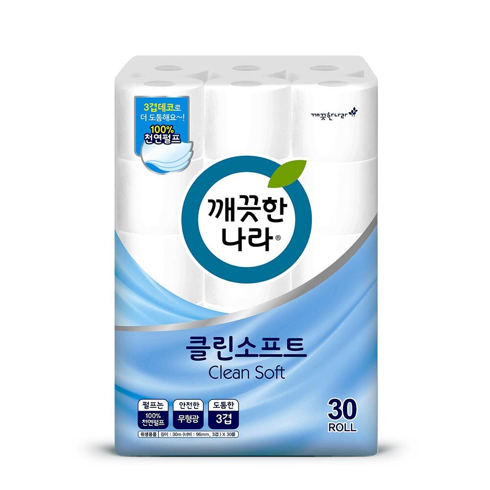 깨끗한나라 클린 소프트 화장지 30m 30롤 1팩