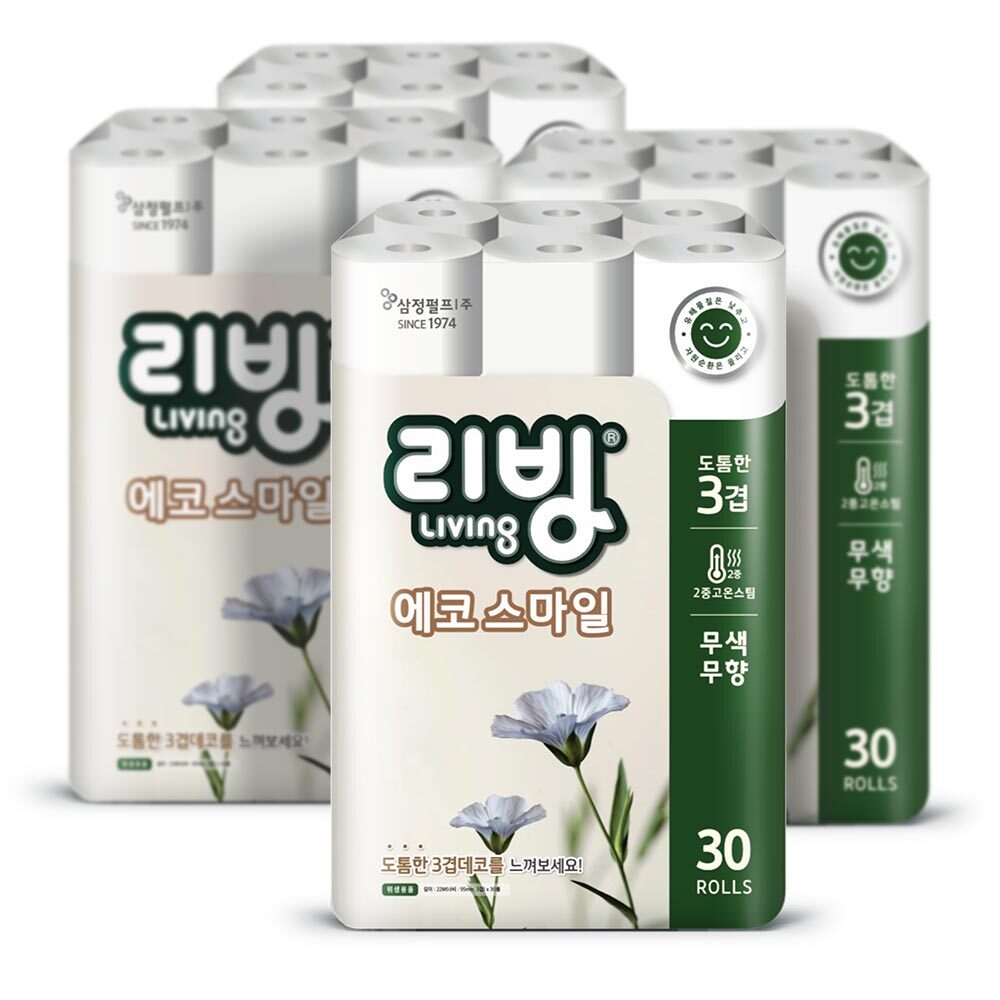 삼정 리빙 에코 스마일 화장지 22M 30롤 4팩
