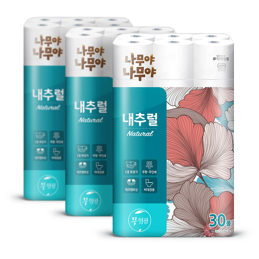 잘풀리는집 나무야 내츄럴 화장지 27m 30롤 3팩