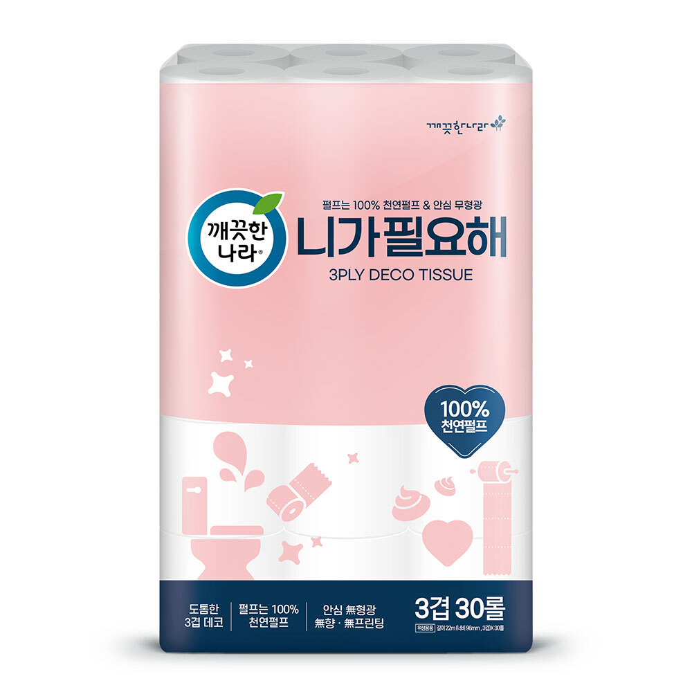 화장지 니가필요해 깨끗한나라 22m 30롤 1팩